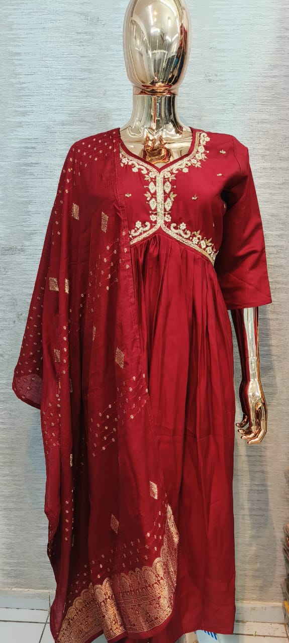 Virat Roman Silk Kurti With Bottom Dupatta catalog